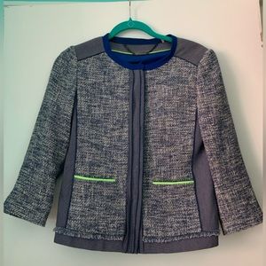 Elie Tahari Pearson Blazer Blue Green Tweed